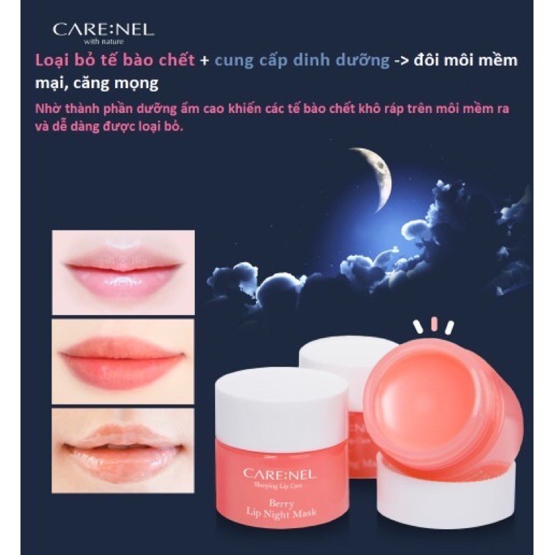 [Mini 5g] Mặt Nạ Ngủ Môi Carenel Berry Lip Night Mask 5g