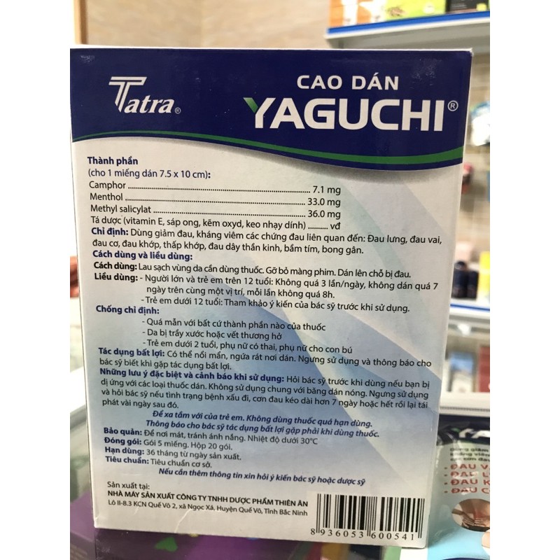 Cao dán giảm đau Yaguchi