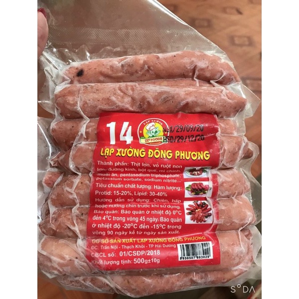 Lạp xưởng tươi Đông Phương đặc sản Hải Dương ❤NOWSHIP❤gói 500gr. Lạp sườn/ Lạp xường tươi thơm ngon chuẩn vị Hải Dương