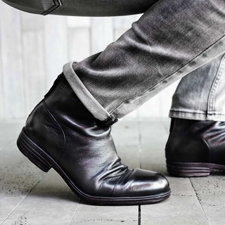 [CAO CẤP] Giày boot công sở nam cao cổ khóa kéo màu đen RETRO DA BÊ thật 2 lớp mũi tròn Văn phòng Sartorial BH 1 năm