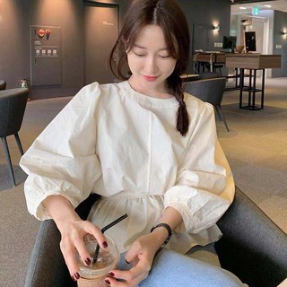 (ORDER) Áo sơ mi nữ dài tay thun bo eo xòe vạt tiểu thư Hàn Quốc nhẹ nhàng thanh lịch