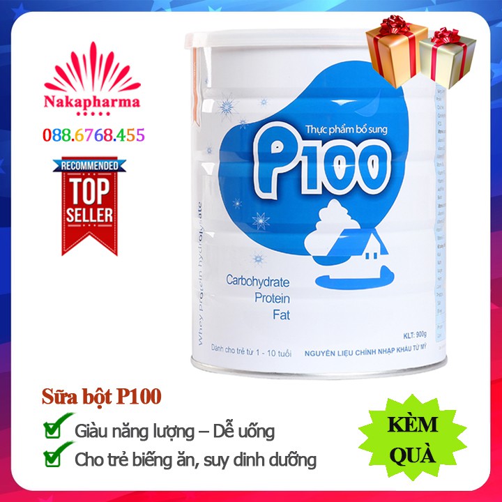 ✅ (KÈM QUÀ) Sữa tăng cân P100 900g – Sữa Viện Dinh Dưỡng – Dành cho bé biếng ăn, suy dinh dưỡng