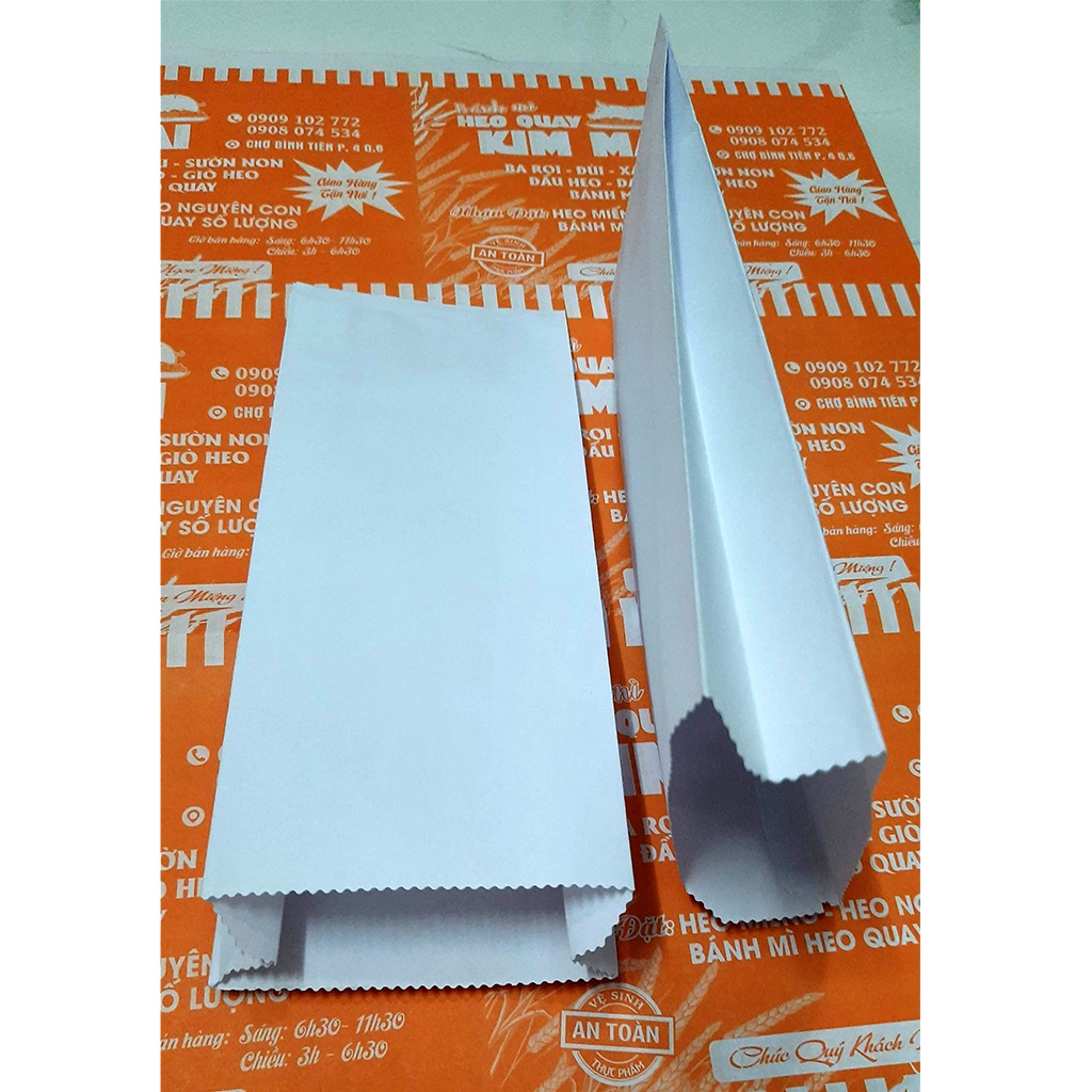 Túi Giấy Bánh Mì giá rẻ mẫu Trơn Màu Kem  và Màu trắng