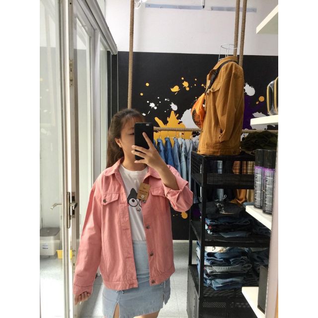 ÁO KHOÁC KAKI MÀU HỒNG FOME RỘNG NAM VÀ NỮ MẶC  RẤT CHẤT. NFS6