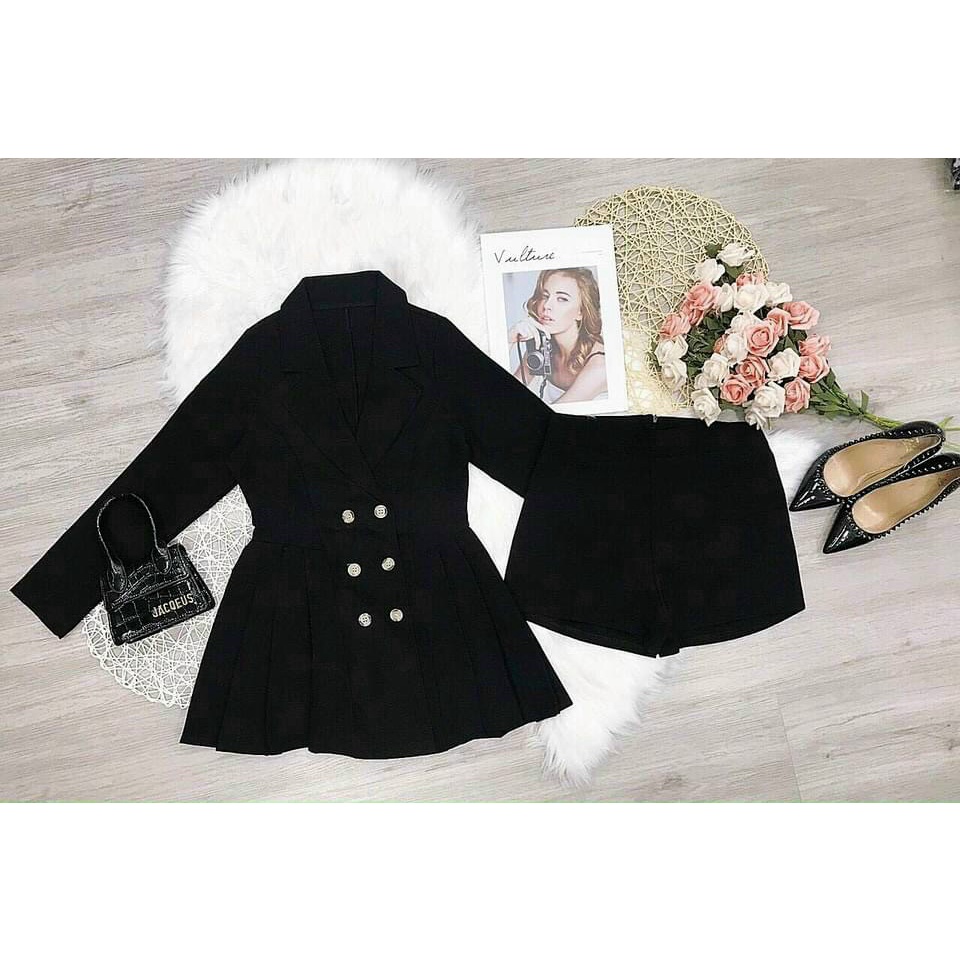 Set Vest Bộ 2 Món gồm áo vest dài tay giả váy kèm quần siêu Xinh Đẹp Công Sở & Dự Tiệc.freesize dưới 54kg