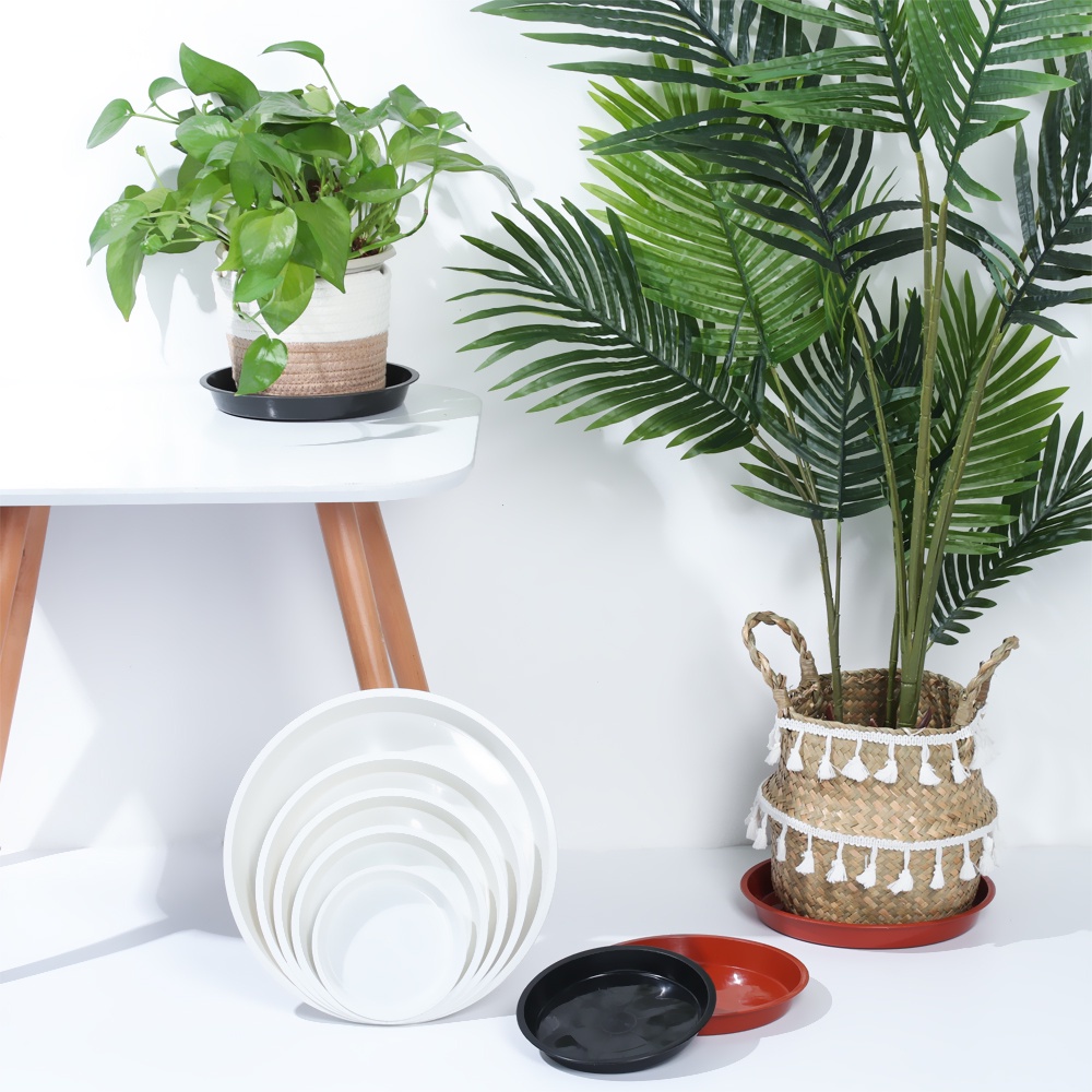 Set 3 khay nhựa hình tròn nhiều màu sắc dùng trồng cây trong nhà ngoài trời
