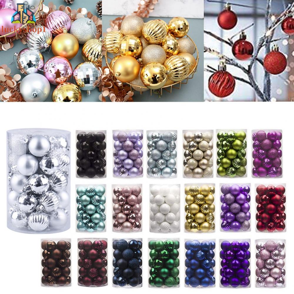 Set 34 Quả Châu Màu Đỏ 40mm Trang Trí Cây Thông Noel Mới