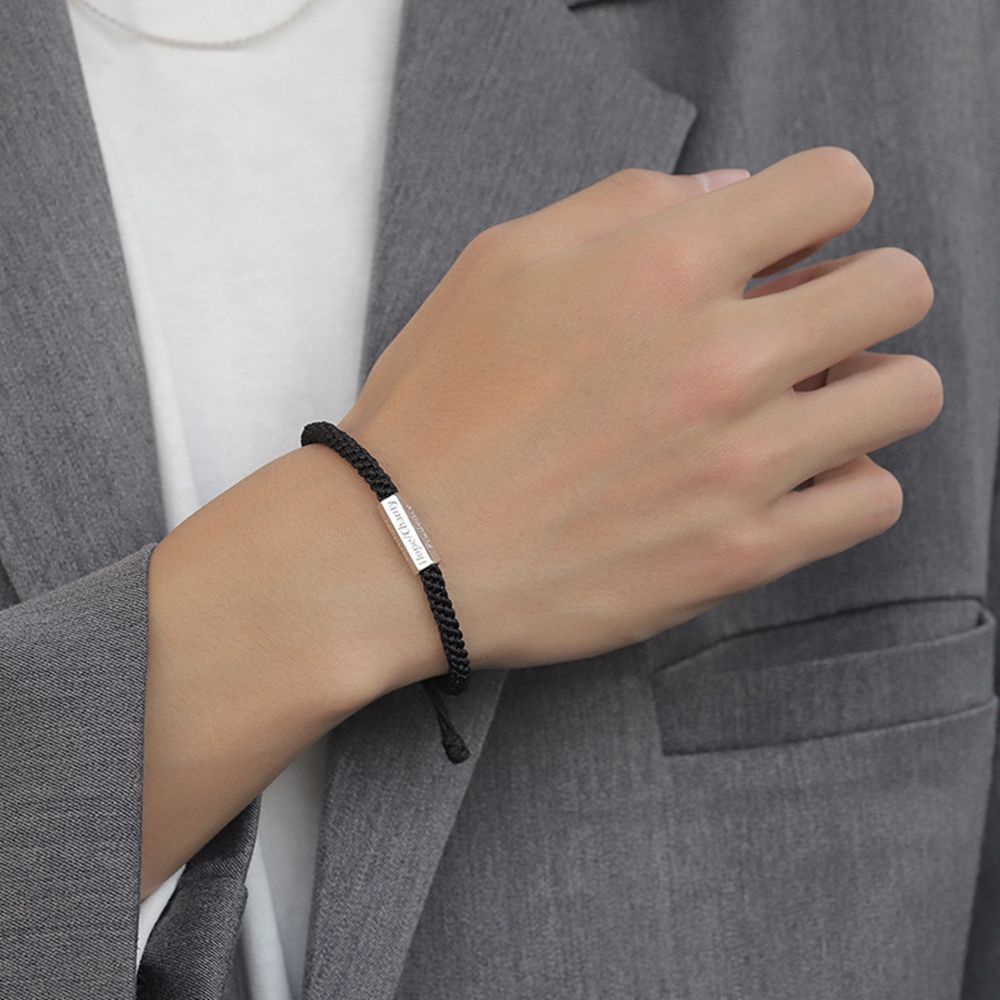 Vòng đeo tay dây bện mặt hình phong cách hip hop Hàn Quốc cá tính cho nam