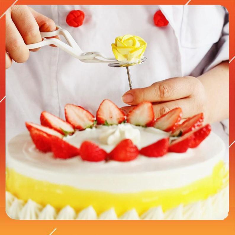 Kéo gắp hoa trang trí bánh sinh nhật kèm dù innox bắt bông kem