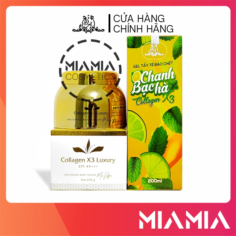 Combo Kem Body Luxury Collagen X3 và Gel Tẩy Tế Bào Chanh Bạc Hà chính hãng