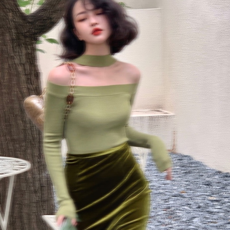 Áo sweater dệt kim ôm dáng thời trang trẻ trung cho nữ