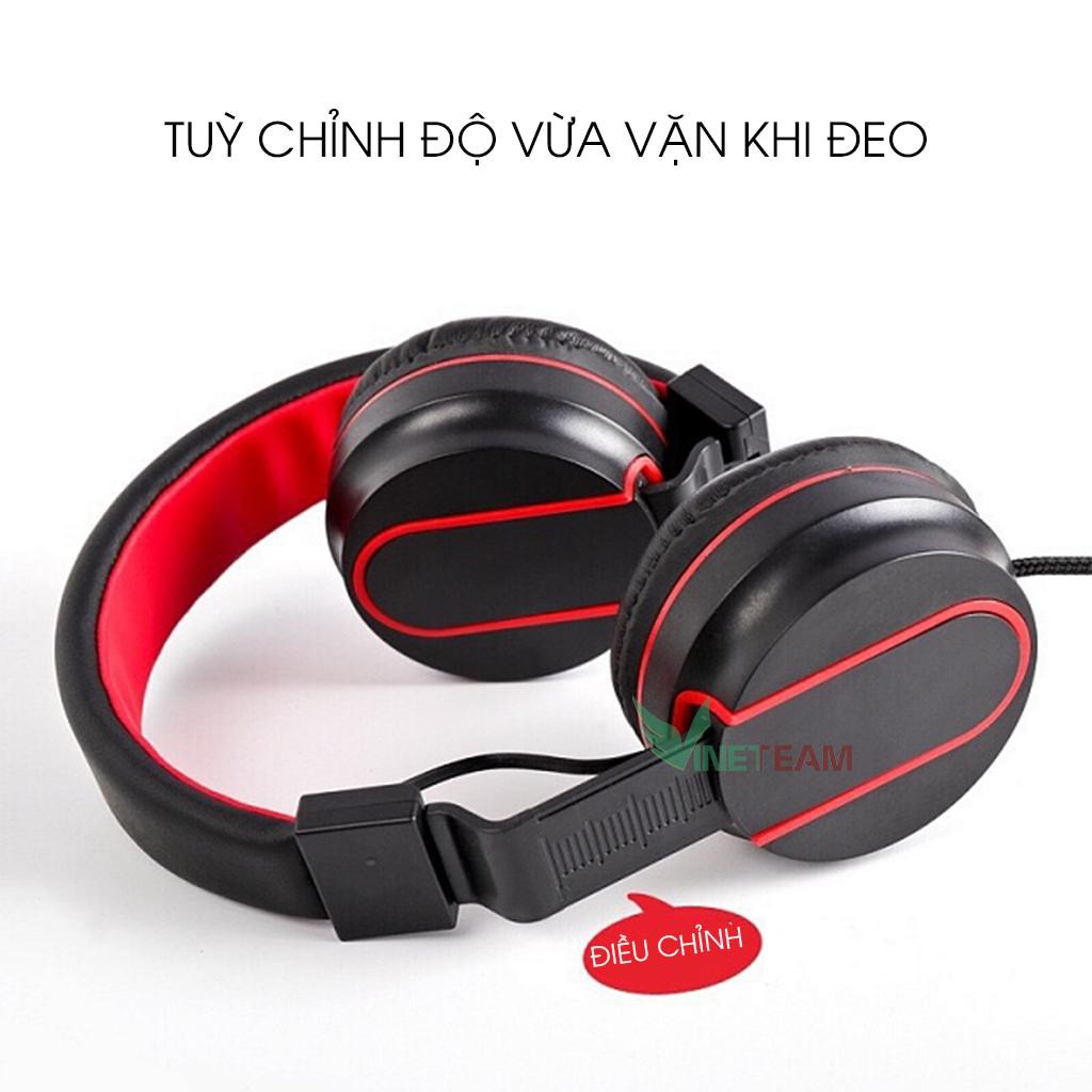 Tai nghe chụp tai headphone có dây kèm mic , tai nghe chụp tai có mic có thể gập lại, âm thanh sống động -dc4038