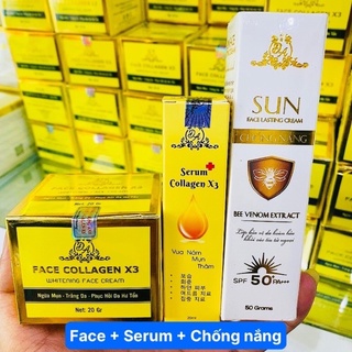 SERUM COLLAGEN X3 + KEM FACE COLLAGEN X3 + CHỐNG NẮNG NỌC ONG MỸ PHẨM ĐÔNG ANH
