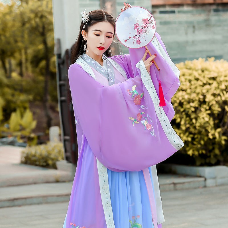 chân váy dàiváy tennis❂❀trang phục nữ Hanfu nguyên bản chính hãng Wei Jin phong cách thêu eo cổ váy tích học s