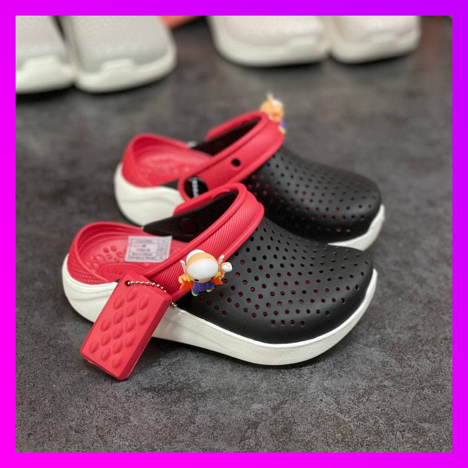 Giày Dép Sục Literide Clog Crocs Trẻ Em Chính Hãng Size 27 Đến 35 - Tặng 4 Jibbizt - Sấu Vui Vẻ