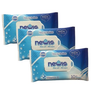 Khăn ướt Newis loại 10 tờ -- và loại 20 tờ --Combo 10 gói mỗi loại