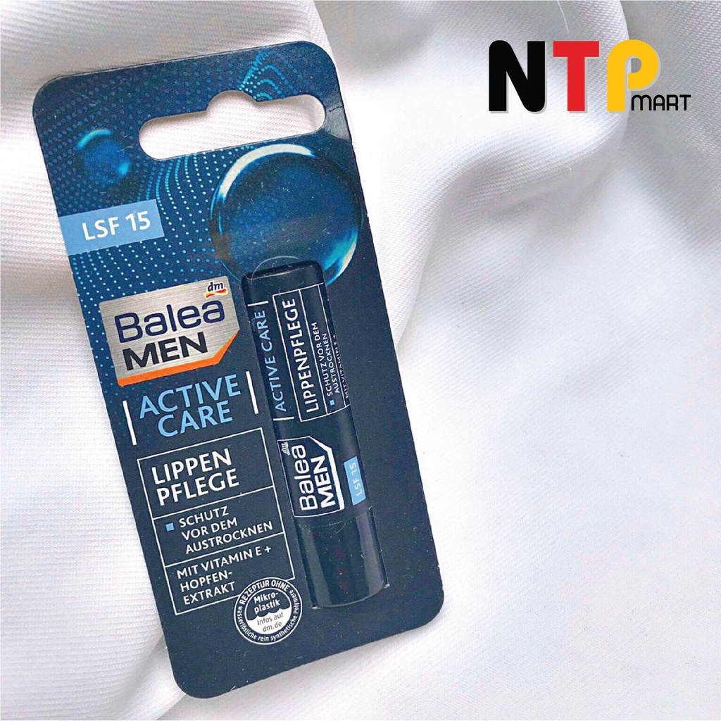 Son dưỡng môi Balea Men Active Care Lippenpflege dưỡng ẩm và chống nắng LPF15 dành cho nam nhập khẩu Đức