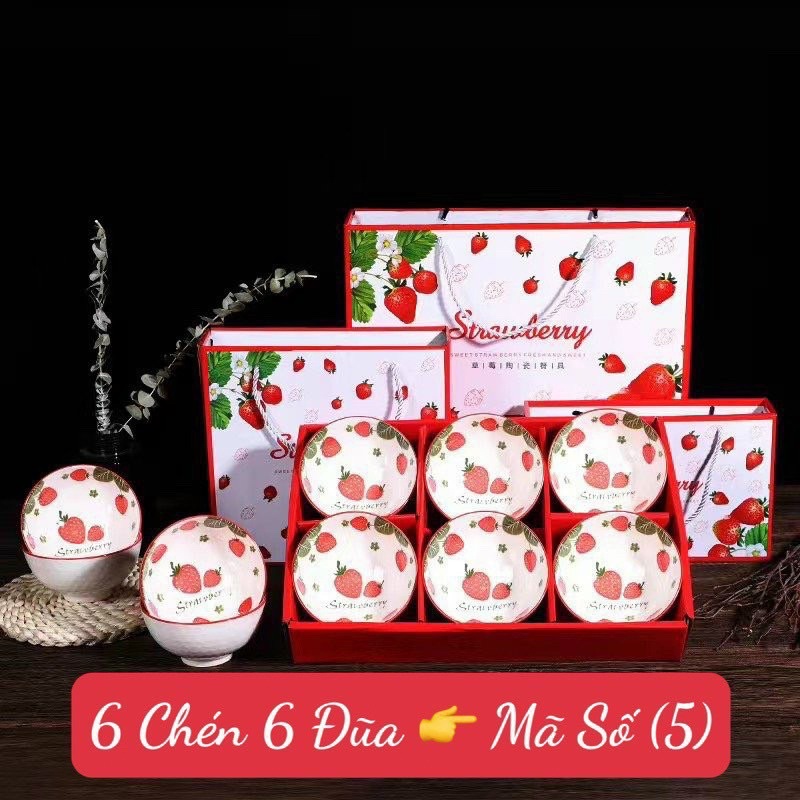 🥢 BỘ CHÉN ĐŨA SỨ HOẠ TIẾT DỄ THƯƠNG🥢