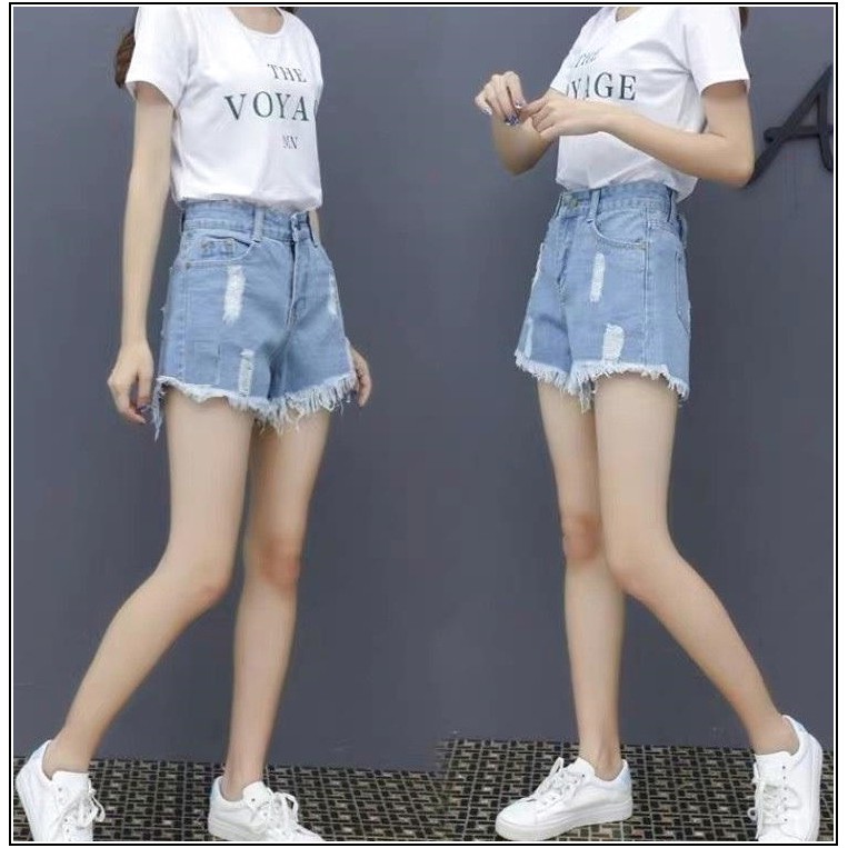 Quần short jean nữ LAI TUA BẦU RÁCH NHỎ 4 THỜI TRANG 3P2-3