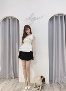 Áo lệch nơ vai xoè