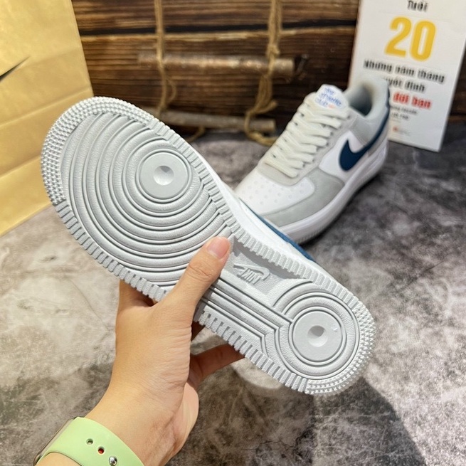 Giày Nikke AirForce1 Low Athletic Club/Af1 Xám Viền Xanh, CLUB XÁM XANH