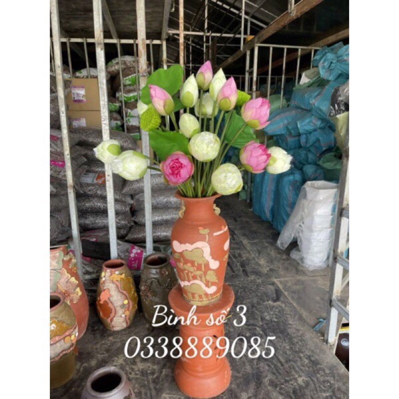 combo lọ và hoa sen giả bách diệp trang trí phòng khách, chụp ảnh,siêu đẹp và sẵn kho