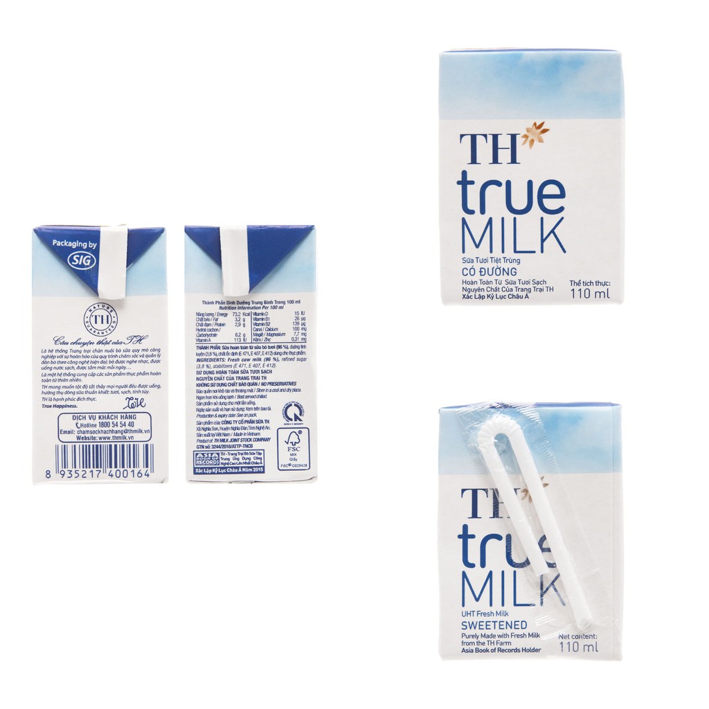 THÙNG SỮA TƯƠI TIỆT TRÙNG TH TRUE MILK 48 x 110ML