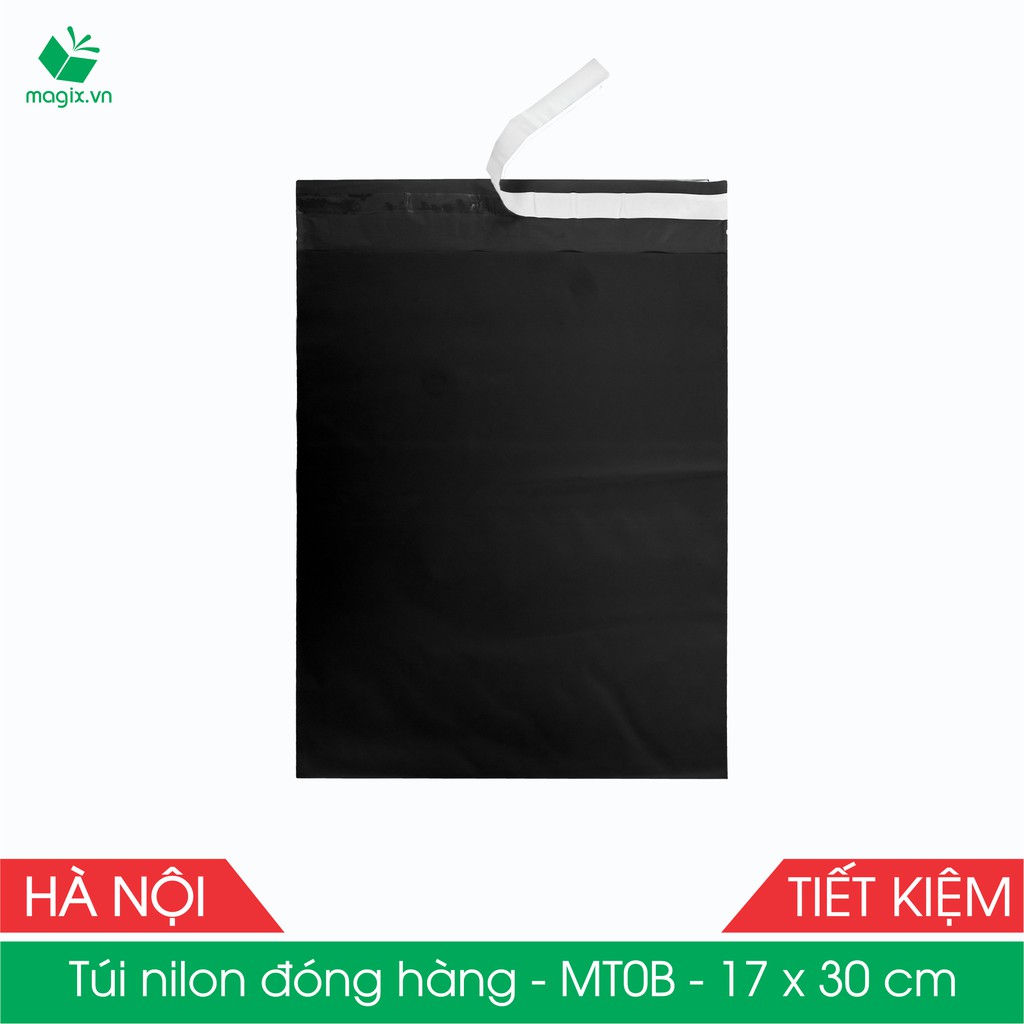 MT0B - 17x30 cm - Túi nilon TIẾT KIỆM gói hàng - 100 túi niêm phong đóng hàng màu ĐEN