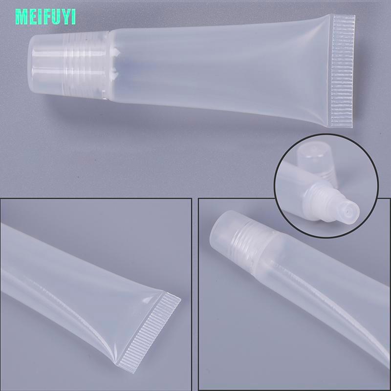 (Hàng Mới Về) Set 10 Tuýp Rỗng 8ml / 15ml Bằng Nhựa Trong Suốt Đựng Son Dưỡng Môi
