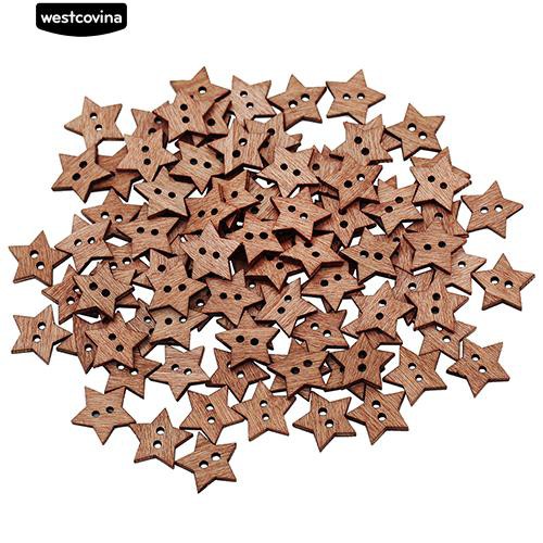 Set 100 Cúc Gỗ 2 Lỗ Hình Ngôi Sao Chuyên Dụng Cho Thợ May Vá