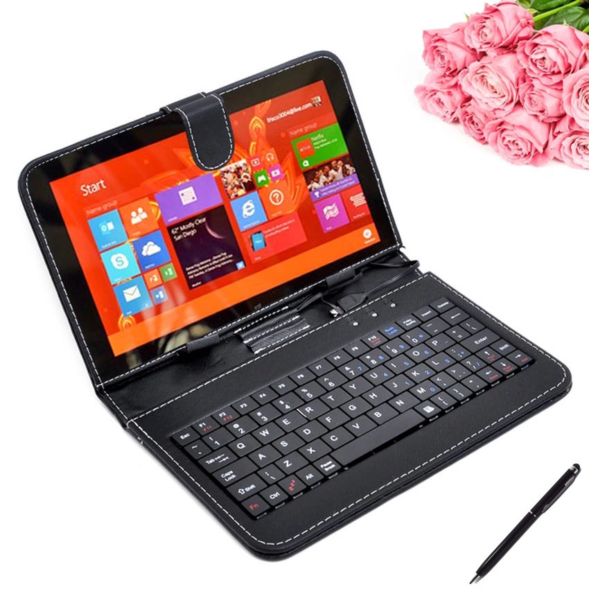 Bao da kiêm bàn phím cho điện thoại, máy tính bảng 7 inch (Đen) tặng 1 bút cảm ứng HDS