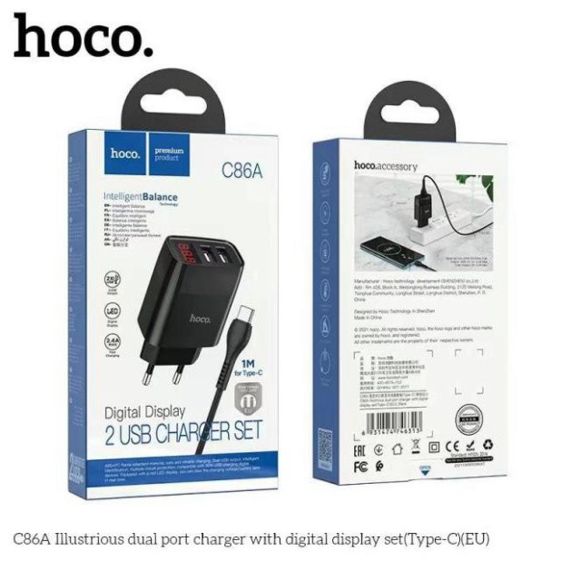 Bộ sạc nhanh 2 cổng sạc nhanh 2.4A chính hãng hoco Iphone/ipad/Micro/TypeC - Bảo hành 12 tháng