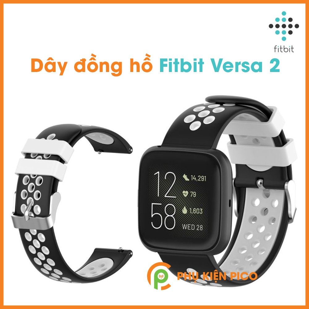 Dây silicon Fitbit Versa 2 hai màu có lỗ thoáng khí - Dây đồng hồ Fitbit Versa 2