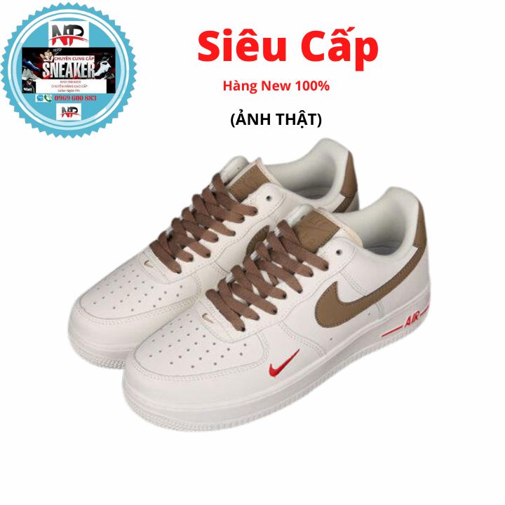Giày AF1 Vẩy Nâu - Air Force 1 móc nâu bản SC hót trend - ALL WHITE