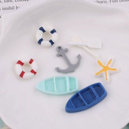 Charm (C06) slime/ Dụng Cụ Charm Trang Trí Du Lịch Biển &amp; Thuyền &amp; Sao Biển - Không kèm keo dán &amp; nút
