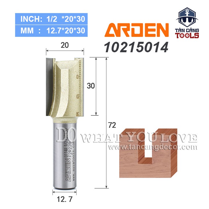 Mũi Router Móc Rãnh Arden 20 x 30mm Cốt 12.7 mm - A040161