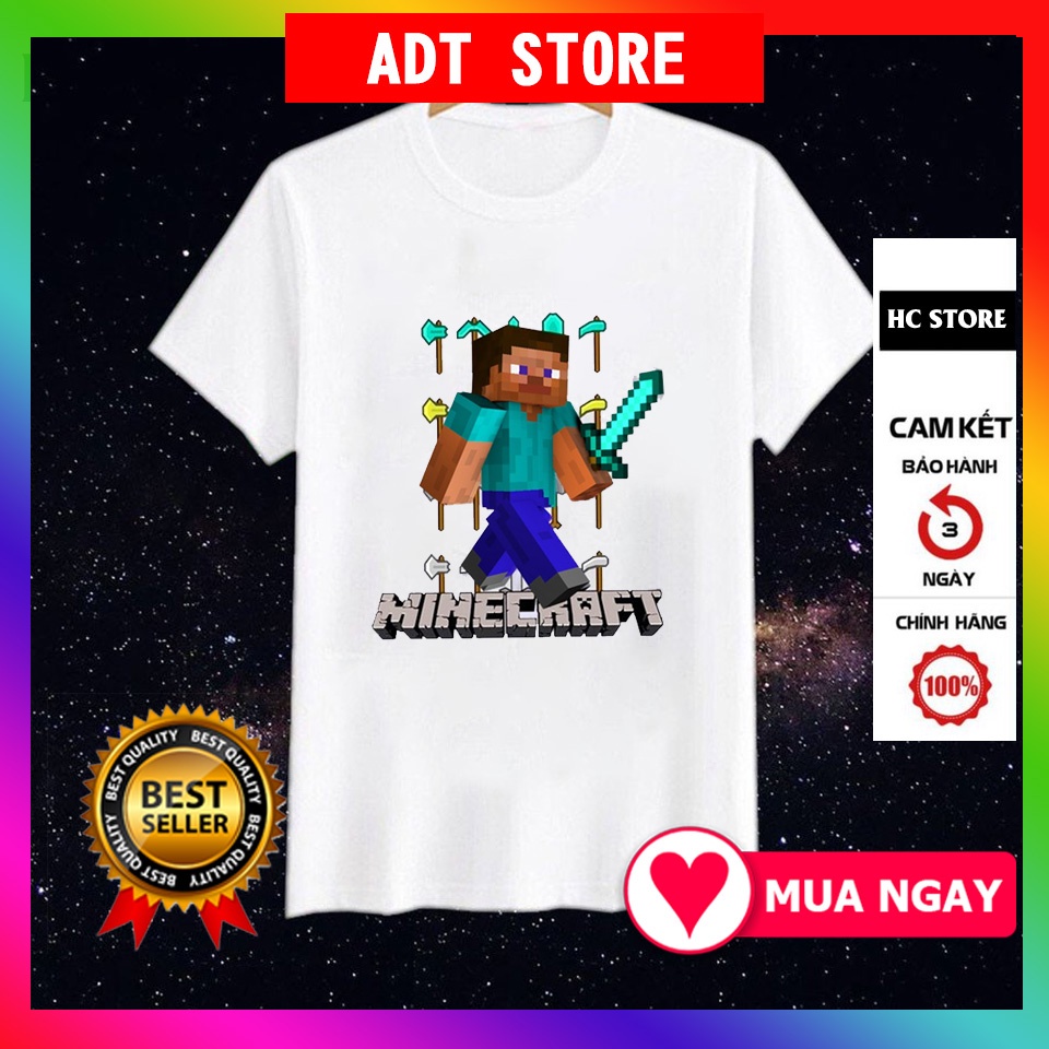 Áo thun tay ngắn in hình nhân vật trong game Minecraft độc đẹp giá siêu rẻ mẫu HOT bán chạy
