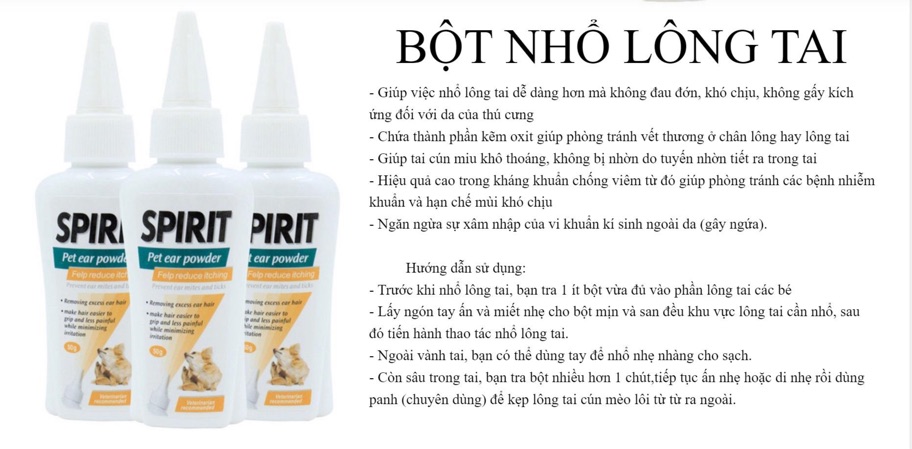 Bột nhổ lông tai giảm đau cho thú cưng