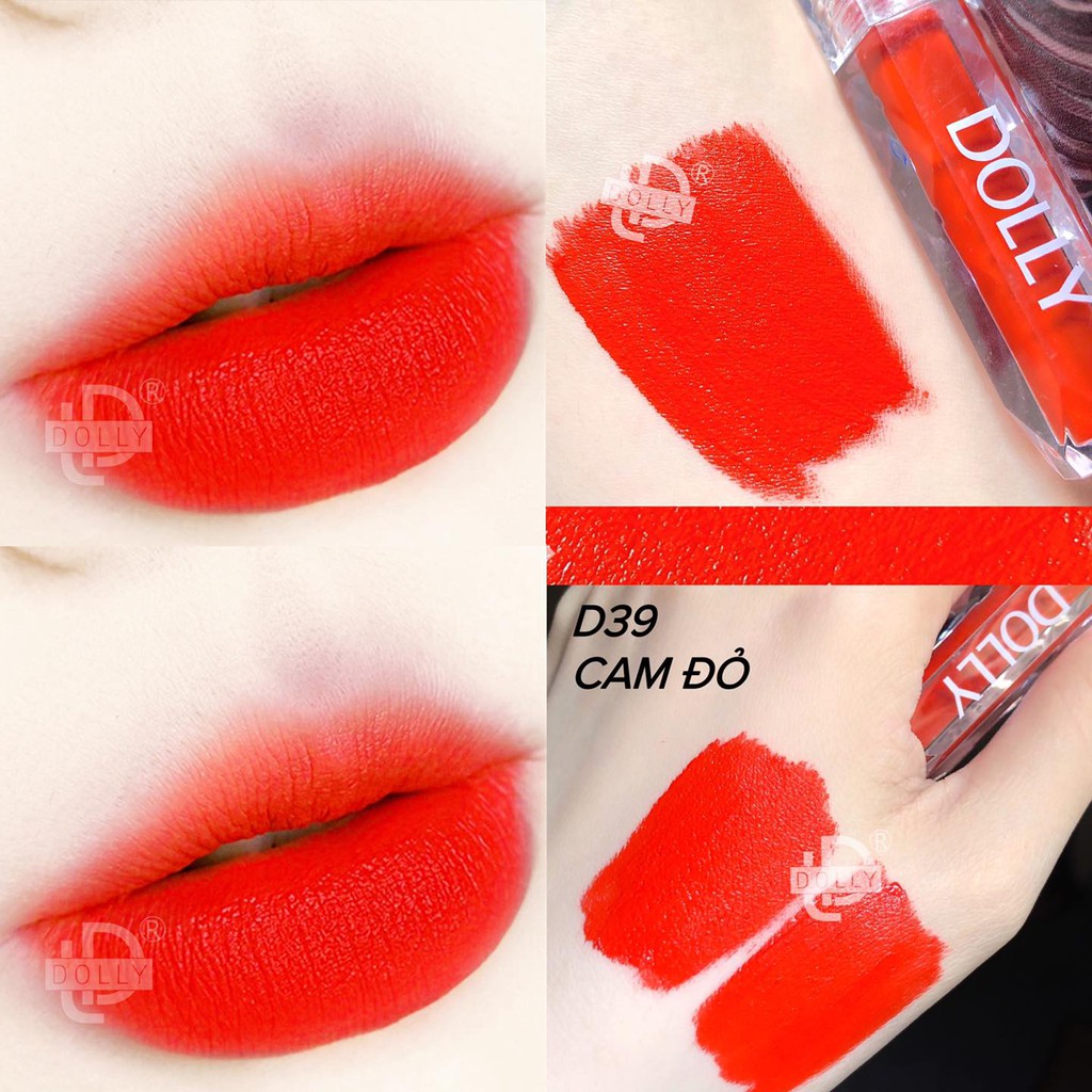 Son Lì Son Kem DOLLY DIAMOND VELVET Không Chì Cao Cấp Chính Hãng Màu Cam Đỏ