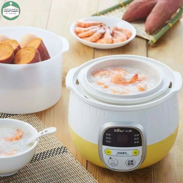 Nồi điện đa năng mini nấu cháo ninh hầm cách thuỷ cho bé dung tích ruột nồi 0.8l Shopsara