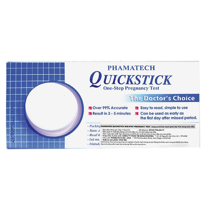 Que thử thai Quickstick loại sịn - luôn che tên khi giao - cho kết quả nhanh và chính xác
