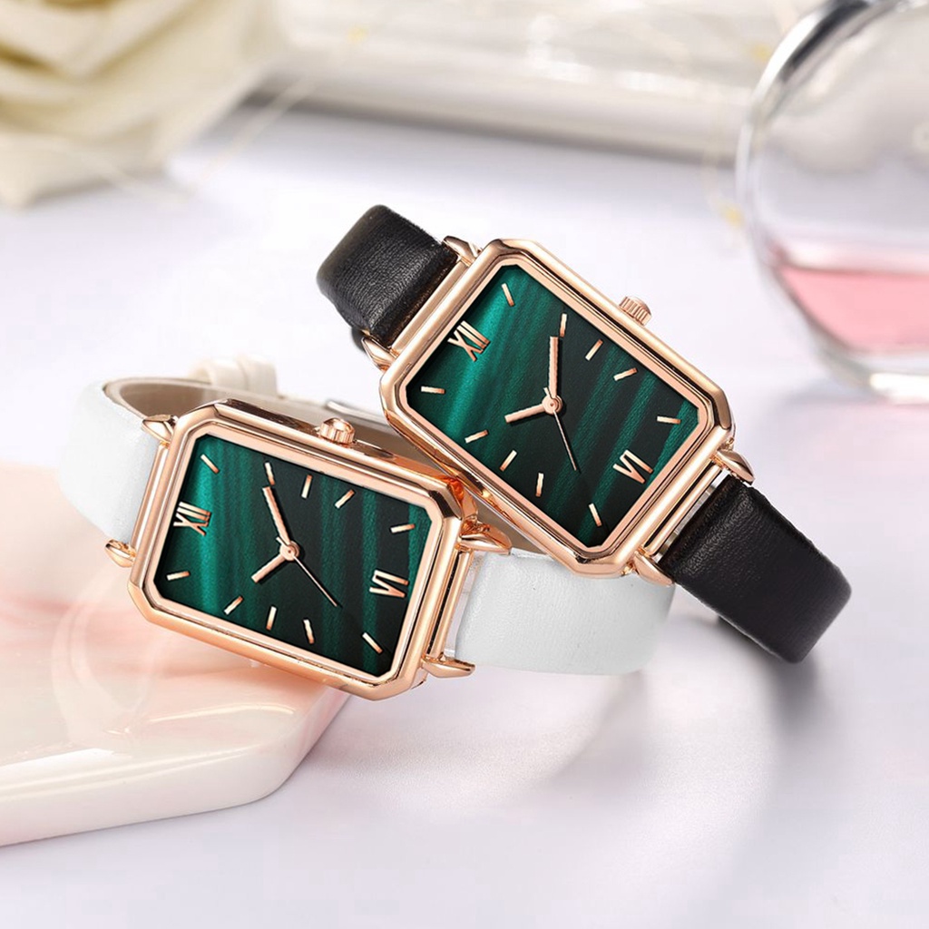Đồng Hồ MặT Vuông Dây Đeo Giả Da Đơn GiảN Cho Nữ
