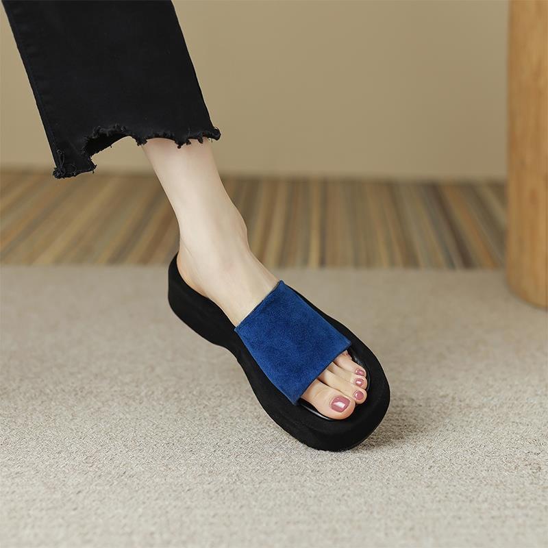 Giày Sandal Đế Mềm Bằng Da Thật Phong Cách Pháp Thời Trang