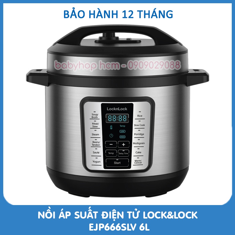 [BH 12 Tháng] Nồi áp suất điện tử Lock&amp;Lock EJP666SLV 6L 1000W