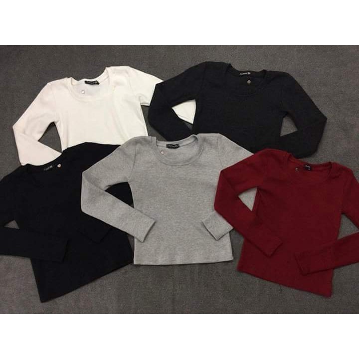Áo thun gân croptop tay dài CC16021 nhé khách