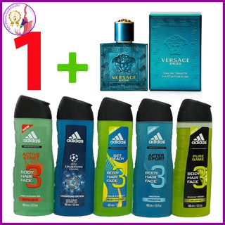 Combo nước hoa vercase eros 5ml và sữa tắm 3in1 adidas for men