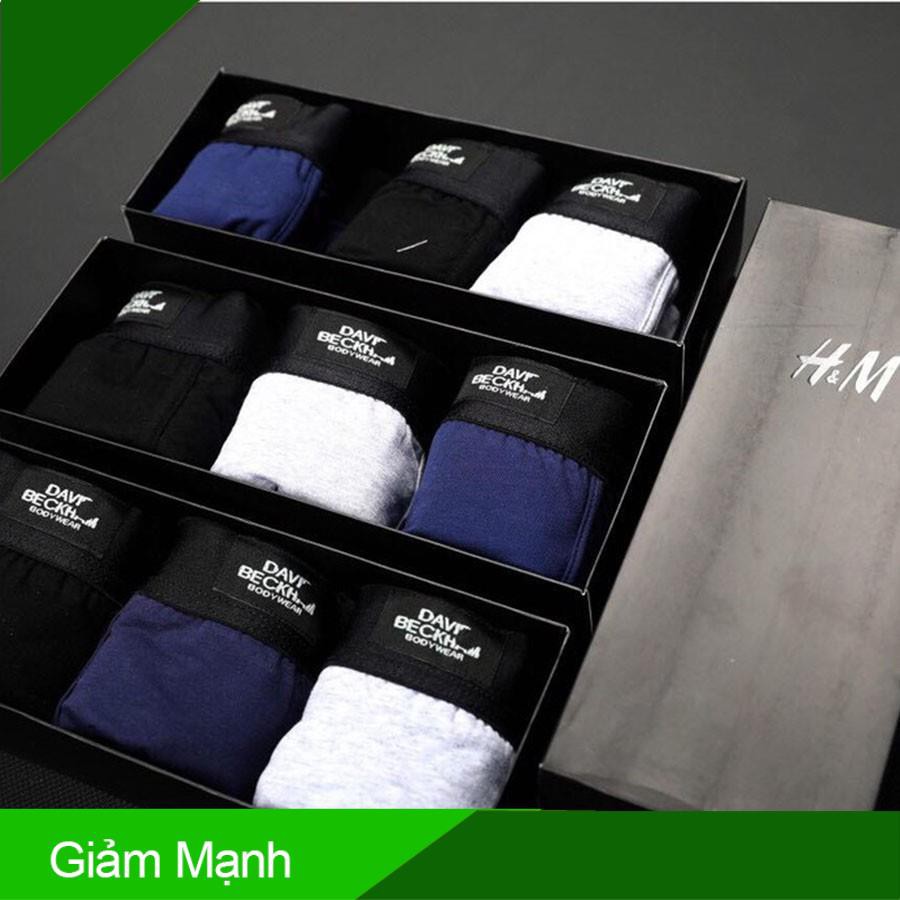 Hộp 3 quần lót nam đùi cao cấp H&M David Beckham quần sịp chất liệu cotton mềm và có độ bền cao aristino