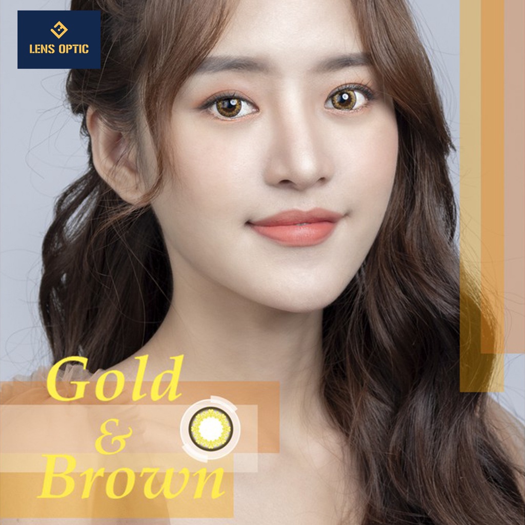 Kính áp tròng 1 tháng SEED có màu Gold Brown có độ cho mắt cận - Lens Optic