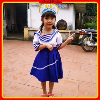 Bộ váy hải quân cho bé gái kèm nón - Đồ hải quân trẻ em từ 1 đến 8 tuổi