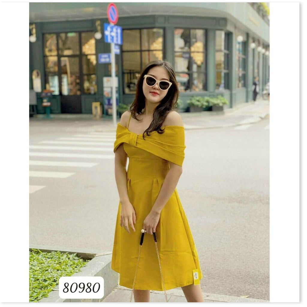 ĐẦM FORD MÀU VÀNG DÁNG XÒE XINH XẮN,SANG TRONG THỜI TRANG MỚI KME